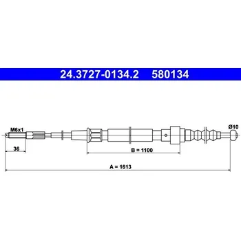 Brzdový systém Tažné lanko, parkovací brzda ATE 24.3727-0134.2
