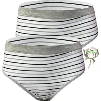 Kalhotky Dámské bavlněné kalhotky - Tinasan pruhované NBR06 (Balení/2ks) Barva: Šedá, Velikost: XL