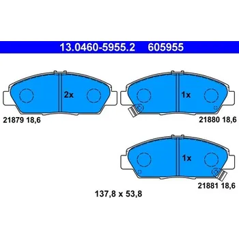 Autodíl Sada brzdových destiček, kotoučová brzda ATE 13.0460-5955.2