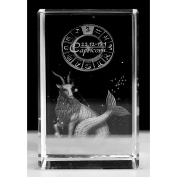 AWM, Ltd, S3 8AL 3D Znamení zvěrokruhu v křišťálovém kvádru - Kozoroh 7,6 cm