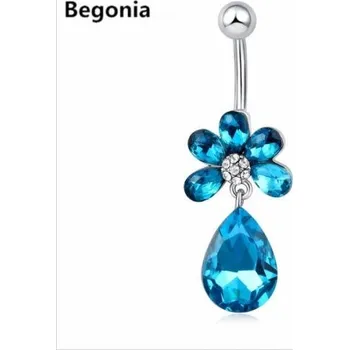 Souprava šperků Begonia Piercing do pupíku - modrý květ