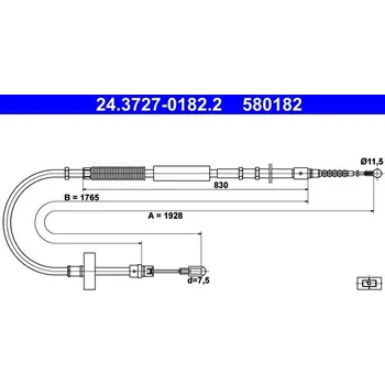 Lanko parkovací brzdy Tažné lanko, parkovací brzda ATE 24.3727-0182.2