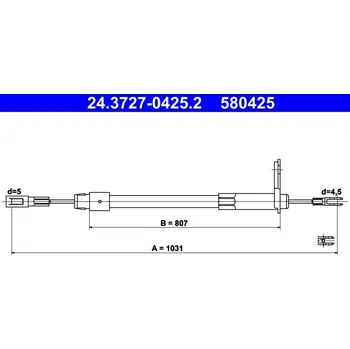 Lanko parkovací brzdy Tažné lanko, parkovací brzda ATE 24.3727-0425.2