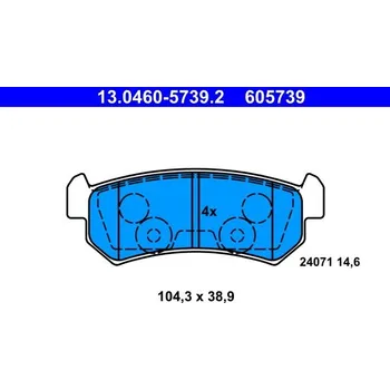 Brzdová destička Sada brzdových destiček, kotoučová brzda ATE 13.0460-5739.2