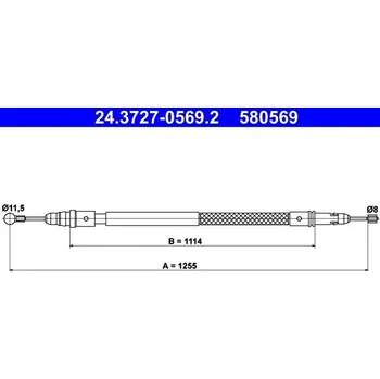 Lanko parkovací brzdy Tažné lanko, parkovací brzda ATE 24.3727-0569.2