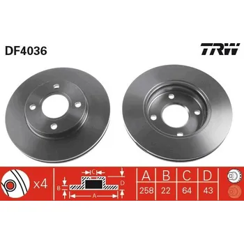 Brzdový kotouč Brzdový kotouč TRW DF4036