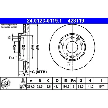 Brzdový kotouč Brzdový kotouč ATE 24.0123-0119.1