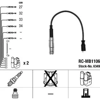 Zapalovací kabel Sada kabelů pro zapalování NGK 6349