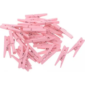 Party dekorace Mini kolíčky pastelové růžové 3 cm - 24 ks