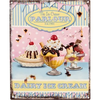 Plechová cedule Clayre & Eef Plechová cedulka Ice Cream 20x25 cm