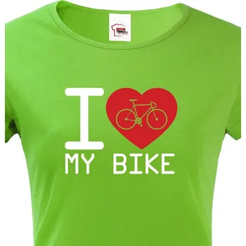 Dámské tričko Dámské tričko pro cyklisty I love my bike, Barva Zelená, Velikost M, Canvas Dámské tričko s krátkým rukávem Bezvatriko.cz 0157