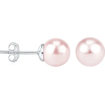 Náušnice Stříbrné náušnice pecky puzetkové s růžovou perlou Swarovski® Crystals VSW045LPS