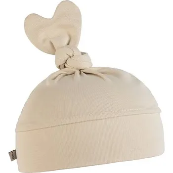 Kojenecká čepice Mimilove Kojenecká čepička srdíčko 3-6m. Světle béžová