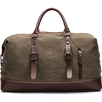 Glara Retro menší plátěná cestovní taška s koženými detaily 475078