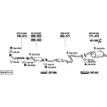Zadní díl výfuku zadní tlumič výfuku Polmostrow 171473P, náhrada za Bosal 171-473