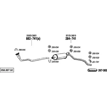 Střední díl výfuku střední tlumič výfuku Bosal 284-741