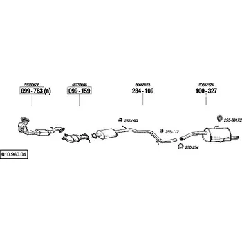 Střední díl výfuku střední tlumič výfuku Polmostrow 284109P, náhrada za Bosal 284-109