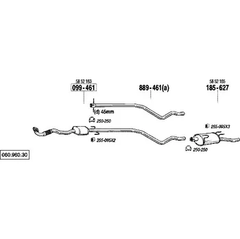 Zadní díl výfuku zadní tlumič výfuku Polmostrow 185627P, náhrada za Bosal 185-627