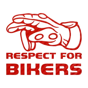 Polep vozidla SAMOLEPKA Motorkář 014 levá respect for bikers (53 - 3D karbon červený) NA AUTO, NÁLEPKA, FÓLIE, POLEP, TUNING, VLASTNÍ TEXT, TISK, AUTOSAMOLEPKY.cz, POLEPY, OBRÁZEK, LOGO, SAMOLEPKY