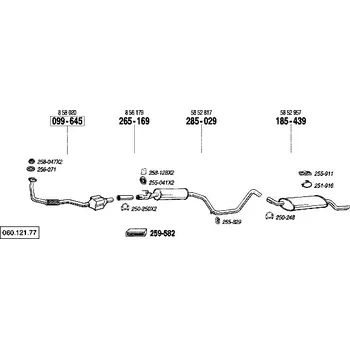 Zadní díl výfuku zadní tlumič výfuku Polmostrow 185439P, náhrada za Bosal 185-439
