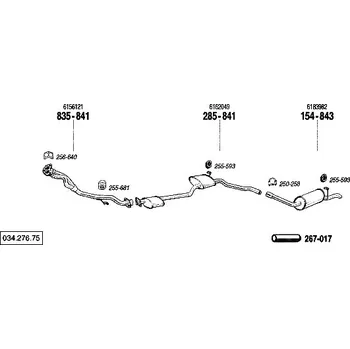 Zadní díl výfuku zadní tlumič výfuku Polmostrow 154843P, náhrada za Bosal 154-843