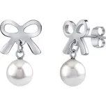 Ocelové visací náušnice Shelby s mašlí a syntetickou perlou KMM88006