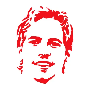 Samolepící dekorace SAMOLEPKA Paul Walker 008 pravá obličej (10 - červená) NA AUTO, NÁLEPKA, FÓLIE, POLEP, TUNING, VLASTNÍ TEXT, TISK, AUTOSAMOLEPKY.cz, POLEPY, OBRÁZEK, LOGO, SAMOLEPKY