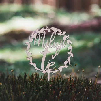 Vánoční ozdoba Dřevěná zapichovací ozdoba - MILUJI TĚ - VĚNEČEK