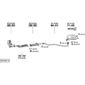Zadní díl výfuku zadní tlumič výfuku Polmostrow 171635P, náhrada za Bosal 171-635