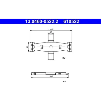 Brzdový systém Sada příslušenství, obložení kotoučové brzdy ATE 13.0460-0522.2