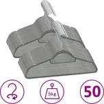 vidaXL 50 ks šatních ramínek protiskluzové šedé samet