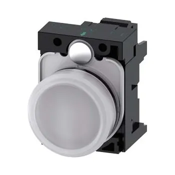 Stykač SIEMENS Signálka 22 mm, kulatá, plast, bílá, čočka, hladká, AC/DC 24V 3SU1102-6AA60-3AA0