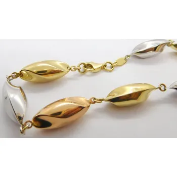 Náramek Klenoty Budín Mohutný hladký zlatý náramek ze tří barev zlata 585/4,82gr 19cm HK7001 (Klenoty Budín Mohutný hladký zlatý náramek ze tří barev zlata 585/4,82gr 19cm HK7001)