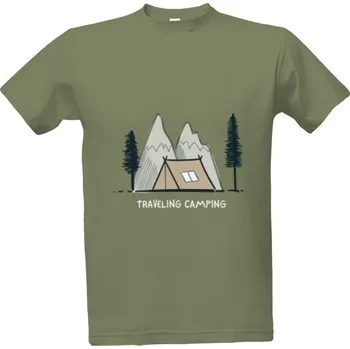 Tričko s potiskem hory kemp pánské