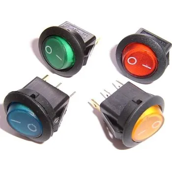 vypínač Kolíbkový vypínač kulatý 220V zelená