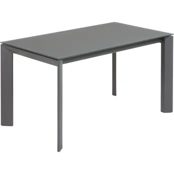 Jídelní stůl Tmavě šedý skleněný rozkládací jídelní stůl Kave Home Axis 140/200x90 cm
