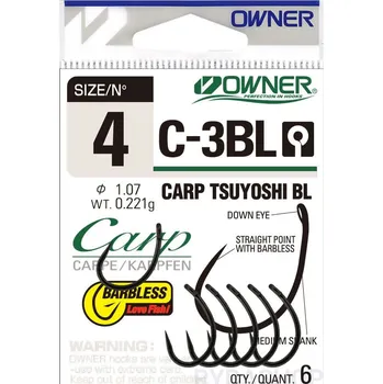 Rybářský háček OWNER - Jednoháčky bez protihrotu C-3BL, vel: 6