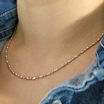 Řetízek Stříbrný náhrdelník z malých kuliček a oválků Rhodium 4,60g Bicolour 42cm Stříbro 925/1000