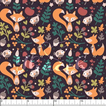 Zakázkový tisk, softshell, kočárkovina... Lišky a jablíčka Látky k tisku: Microfirba