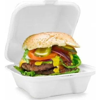 Jednorázové nádobí Burger box 15x15x8cm z cukrové třtiny (50ks)
