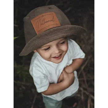 Klobouk Klobouček s gravírováním JMÉNA, pro děti Barva: Khaki, Velikost: 1-1,5 roku (45-48 cm)