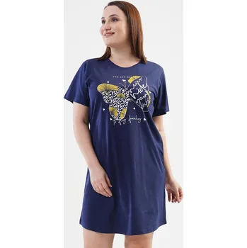 Dámské noční prádlo Dámská noční košile s krátkým rukávem Melanie tmavě modrá 4XL