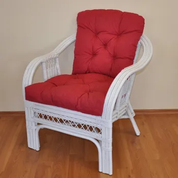 Axin Trading1 Ratanové křeslo Rio De Janeiro bílé - polstr vínový melír
