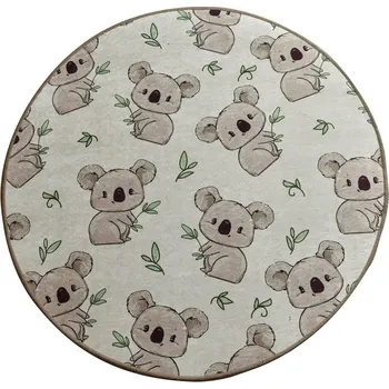 Koberec Dětský kulatý koberec Koala 100 cm šedý