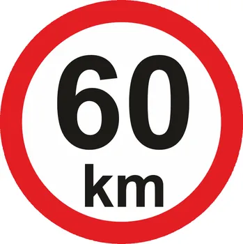 Značení Nejvyšší povolená rychlost - 60 km samolepící vinylová fólie průměr 150 mm