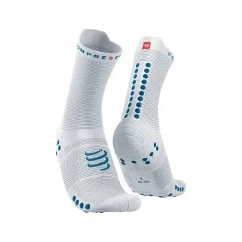 Běžecké oblečení COMPRESSPORT PRO RACING SOCKS V4.0 RUN HIGH white/fjord blue T4 podkolenky + DÁREK DLE VÝBĚRU!