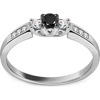 Prsten iZlato Zásnubní prsten z bílého zlata s černým a čirými diamanty 0.240 ct Ilanna KU215B 58 mm
