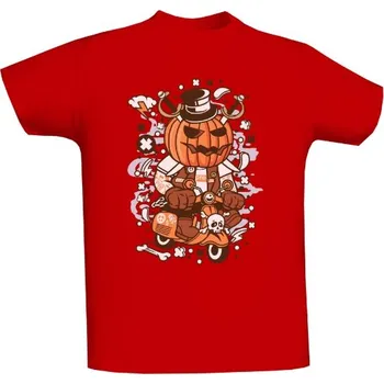 Pánské tričko Tričko s potiskem Halloweenská dýně na motorce dětské