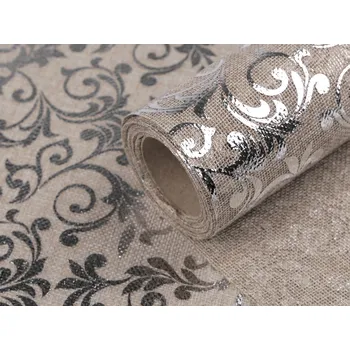 Stuha imitace juty šíře 24 cm ornamenty