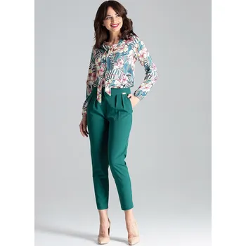 Dámské kalhoty Zelené elegantní kalhoty L028 Velikost: S